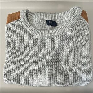 JCrew Factory Faux Suede Patch Sweater Gray Size Large